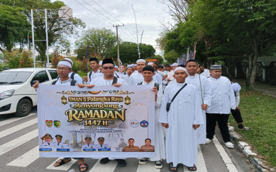 SMAN 5 Palangka Raya Ramaikan Pawai Tarhib Ramadan 1447 H: Tunaikan Puasa, Tingkatkan Takwa
